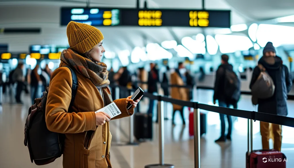 Mujer en europuerto cargando su pasaporte, nuevos requisitos para entrar a Europa en 2024