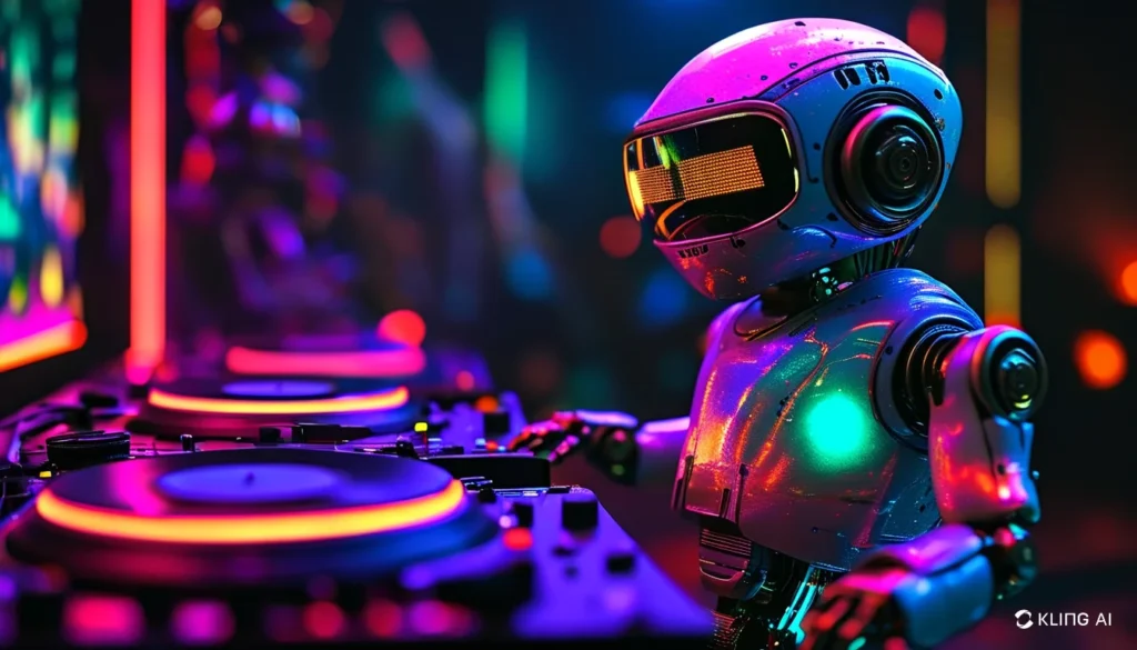 Robot poniendo música en fiesta, Spotify AI DJ disponible para Latinoamérica y España.